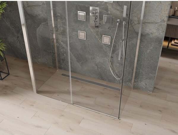 Mexen Omega 3-stěnový sprchový kout 140x80 cm, 8mm čiré sklo - chromový profil, 825-140-080-01-00-3S