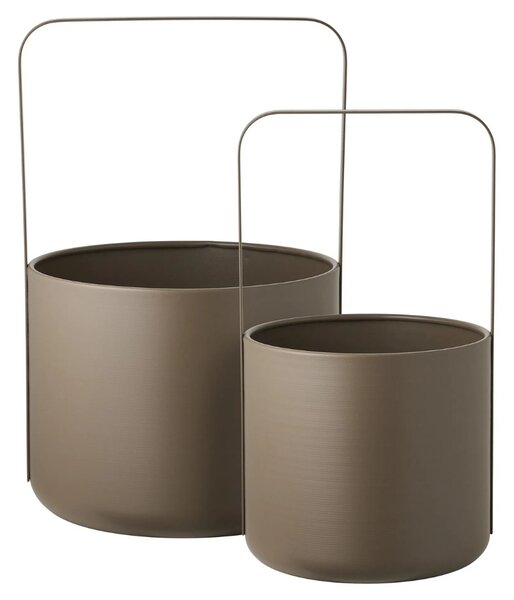 Nordic Living Set dvou hnědých kovových květináčů Zyra Ø 19/24,5 cm