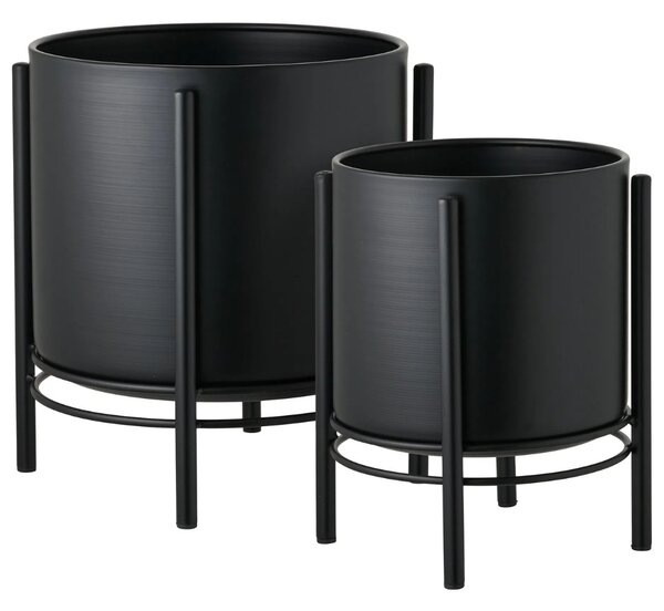 Nordic Living Set dvou černých kovových květináčů Nox Ø 19/25 cm