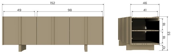 WOOOD Zelený dřevěný TV stolek Basu 152 x 46 cm