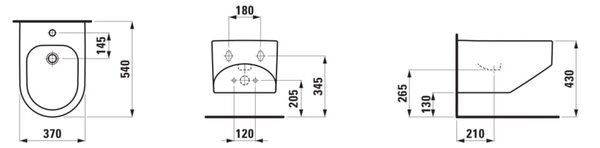 Laufen Sonar bidet závěsný bílá H8303410003021