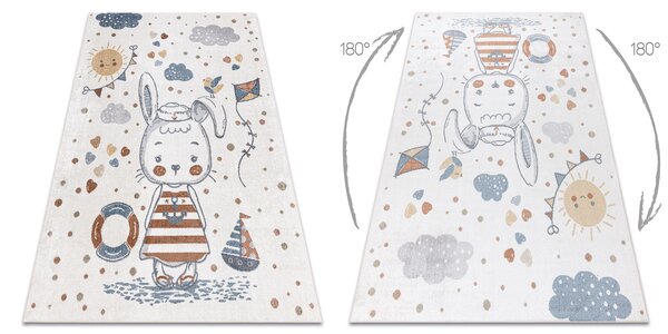 Makro Abra Dětský kusový koberec BONO 8441 Králíček Námořník Lodička krémový modrý Rozměr: 80x150 cm