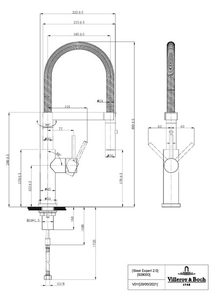 Villeroy & Boch Steel Expert 2.0 kuchyňská baterie stojící černá 92800006