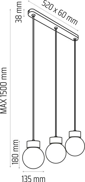 ZÁVĚSNÉ SVÍTIDLO, 52/150 cm - Online Only svítidla, Online Only