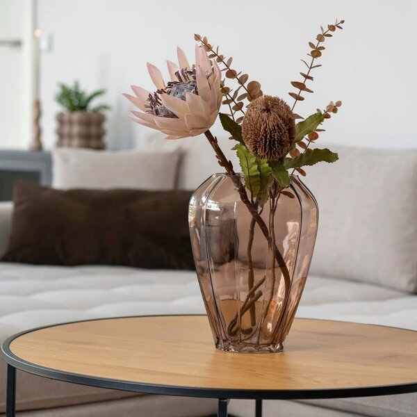 Nordic Living Hnědá skleněná váza Lesiah 29 cm