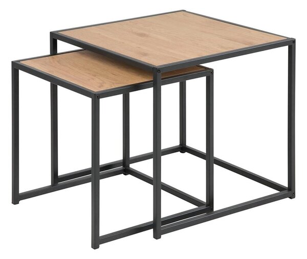 SADA 2x Konferenční stolek SARON 50x50/40x40 cm dub/černá
