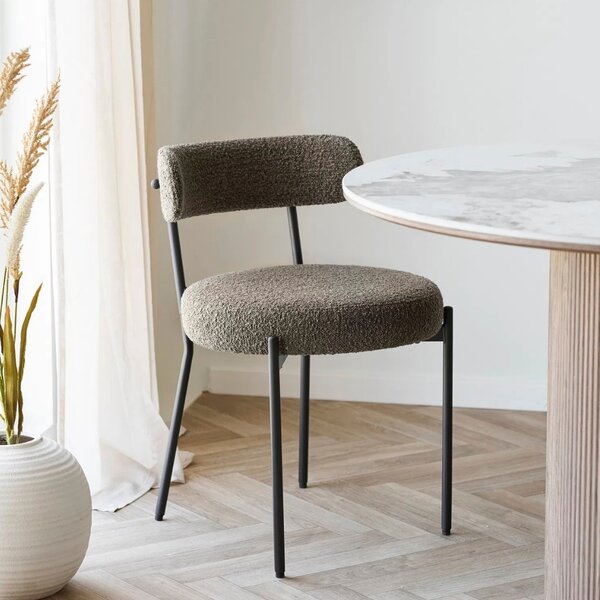 Nordic Living Hnědá bouclé jídelní židle Baladona