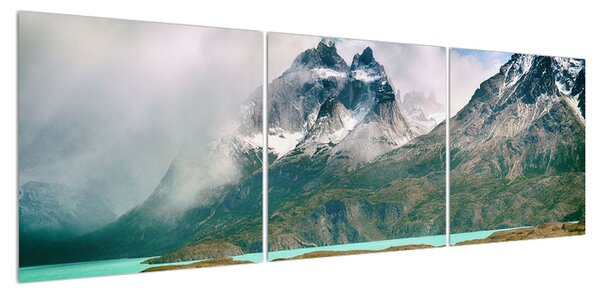 Obraz horské krajiny s řekou (150x50 cm)