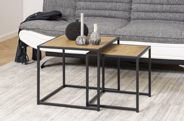 SADA 2x Konferenční stolek SARON 50x50/40x40 cm dub/černá