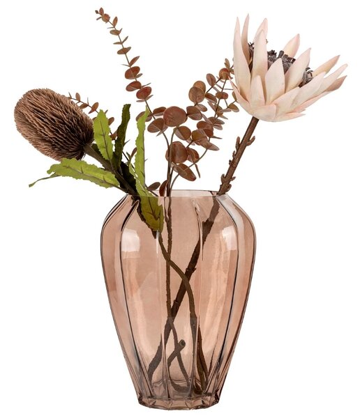 Nordic Living Hnědá skleněná váza Lesiah 29 cm