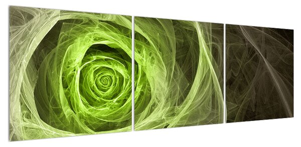 Abstraktní obraz zelené růže (150x50 cm)
