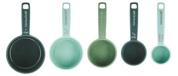 Odměrky KitchenCraft sada 5 ks stohovatelné plastové kuchyňské odměrky barevné přesné dávkování vaření pečení KCMCUPSETGR