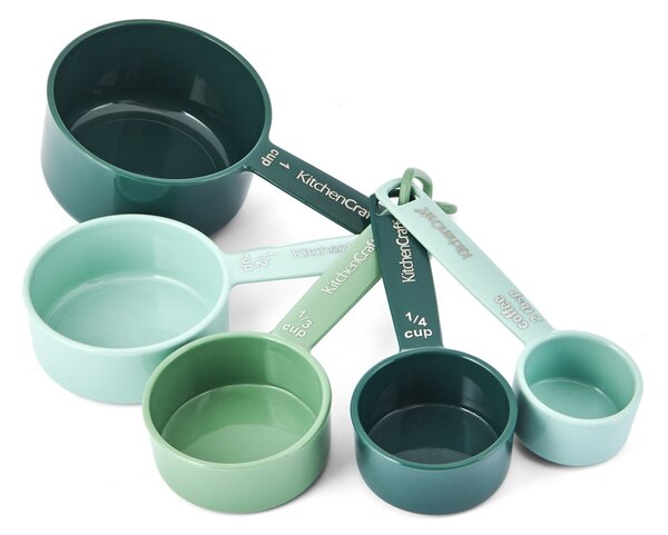 Odměrky KitchenCraft sada 5 ks stohovatelné plastové kuchyňské odměrky barevné přesné dávkování vaření pečení KCMCUPSETGR