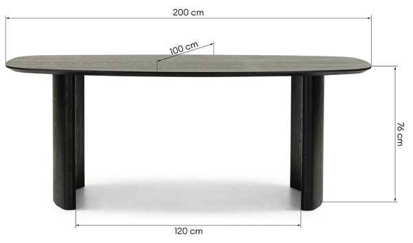 Nova Nook Černý dřevěný jídelní stůl Maris 200 x 100 cm