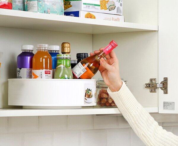 VERK GROUP Otočný organizér, otočný miska, LAZY SUSAN, otáčecí o 360, průměr 22cm - bílý