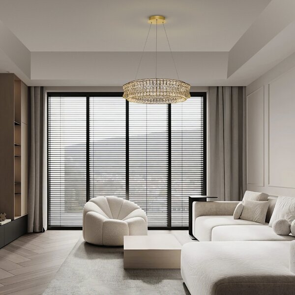 -25 % Dny MOMENTI– Nova Luce Zlaté křišťálové závěsné LED světlo Celysia 80 cm