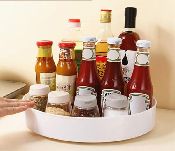 VERK GROUP Otočný organizér, otočný miska, LAZY SUSAN, otáčecí o 360, průměr 22cm - bílý