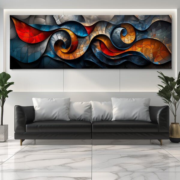 Obraz na plátně - Spirální vlny FeelHappy.cz Velikost obrazu (šířka x výška): 60 x 20 cm