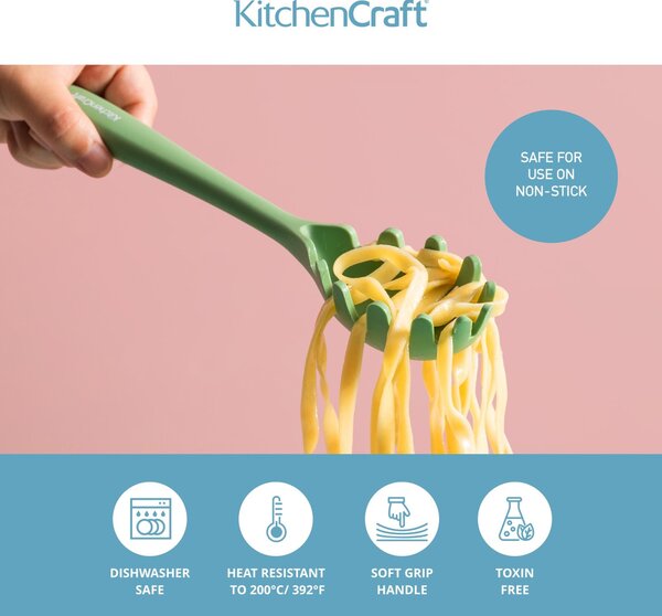 Silikonová naběračka na špagety KitchenCraft 29 cm usnadní servírování těstovin, je šetrná k nepřilnavému nádobí a vhodná pro každodenní vaření. KCSI…