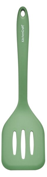Silikonová děrovaná obracečka KitchenCraft 30 cm je šetrná k nepřilnavému nádobí, ideální pro obracení pokrmů a snadné odkapání tuku. KCSILTURNGR
