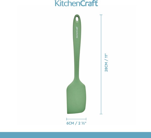 Silikonová stěrka KitchenCraft 27 cm umožňuje přesné stírání těsta i krémů, je šetrná k nepřilnavému nádobí a vhodná pro každodenní vaření. KCSILSPAT…