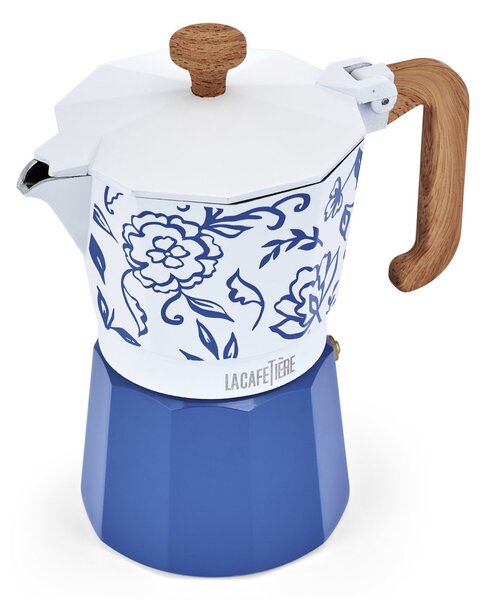 Moka konvička La Cafetière Venice 290 ml připraví plnou kávu během pár minut, zaujme designem Blu Fiorato a je ideální pro každodenní použití. LCVEN6…