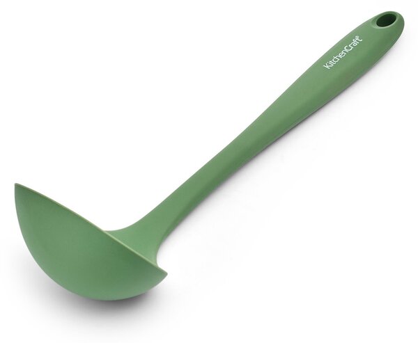 Naběračka KitchenCraft silikonová 29 cm tepelně odolná šetrná k nepřilnavému nádobí hluboká kuchyňská naběračka zelená KCSILLADGR