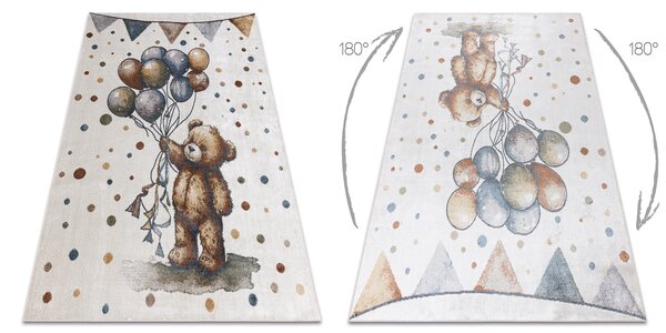 Makro Abra Dětský kusový koberec BONO 9614 Medvídek Balónky krémový světle šedý Rozměr: 180x270 cm