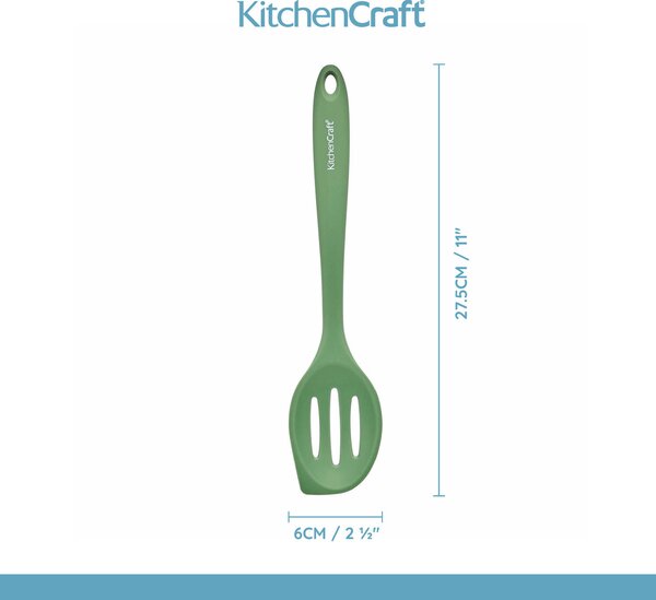 Silikonová děrovaná vařečka KitchenCraft 27 cm je šetrná k nepřilnavému nádobí, žáruvzdorná a ideální pro míchání i scezování pokrmů. KCSILMXSPGR