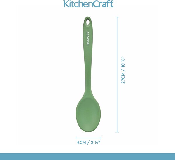 Silikonová vařečka KitchenCraft 27 cm je šetrná k nepřilnavému nádobí, ideální pro míchání i nabírání a vhodná pro každodenní vaření. KCSILSPOONGR