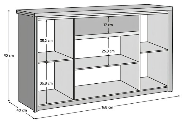 KONDELA Komoda 4D1S, dub sonoma, NORTY TYP 11