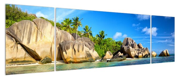 Obraz mořské pláže s palmami (170x50 cm)
