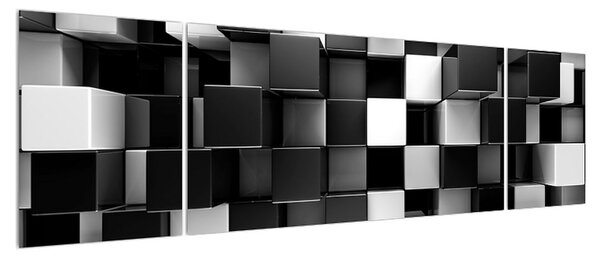 Abstraktní černobílý obraz - kostky (170x50 cm)
