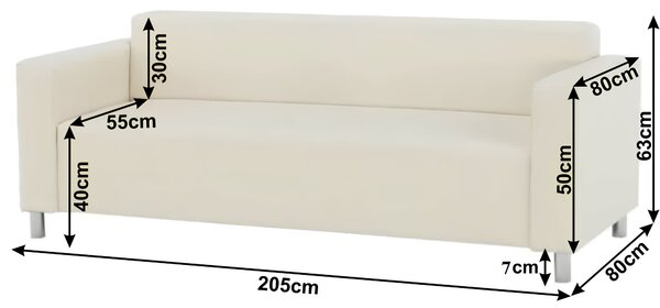 KONDELA 3-sed, ekokůže béžová, HOMKER