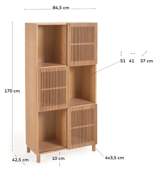 Dubová knihovna Kave Home Beyla 170 x 84,5 cm