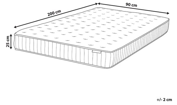 Matrace s gelovou paměťovou pěnou a taštičkovými pružinami PLEASANT H2/3 středně tvrdá 90 x 200 cm