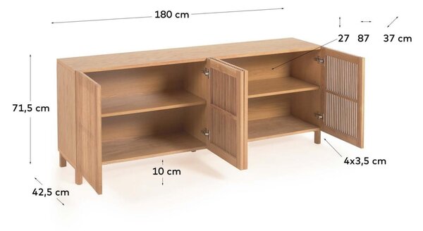 Dubová komoda Kave Home Beyla 180 x 42,5 cm