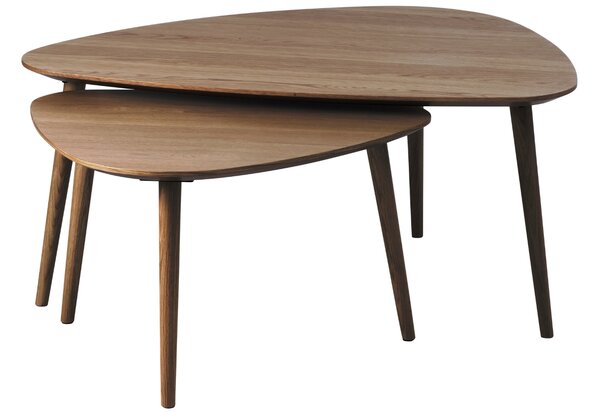 Unique Furniture Set dvou tmavých dubových konferenčních stolků Adda 70 x 100/52,5 x 70 cm