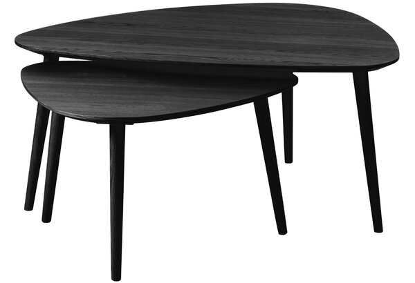 -25 % Dny MOMENTI– Unique Furniture Set dvou černých dubových konferenčních stolků Adda 70 x 100/52,5 x 70 cm
