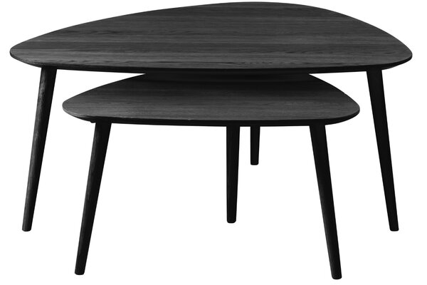 -25 % Dny MOMENTI– Unique Furniture Set dvou černých dubových konferenčních stolků Adda 70 x 100/52,5 x 70 cm