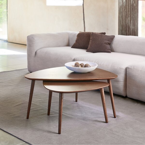 Unique Furniture Set dvou tmavých dubových konferenčních stolků Adda 70 x 100/52,5 x 70 cm