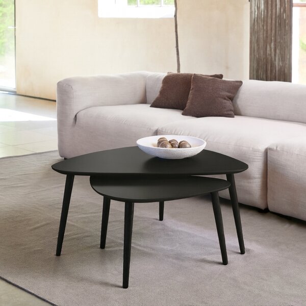 -25 % Dny MOMENTI– Unique Furniture Set dvou černých dubových konferenčních stolků Adda 70 x 100/52,5 x 70 cm