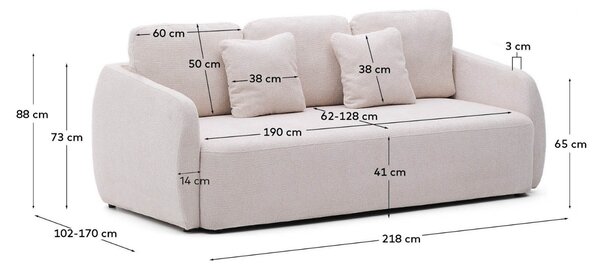 Kave Home Světle béžová rozkládací pohovka Laira 218 cm