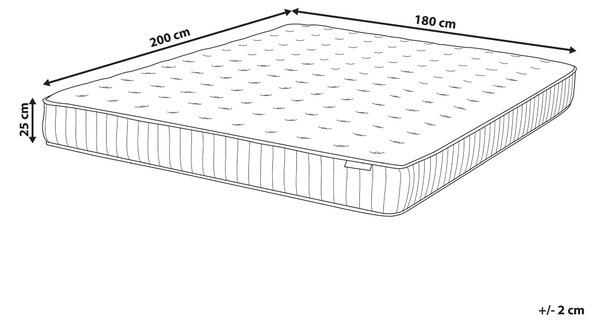 Matrace s gelovou paměťovou pěnou a taštičkovými pružinami PLEASANT H2/3 středně tvrdá 180 x 200 cm