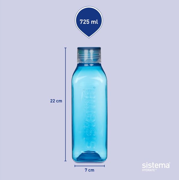 Sistema Hranatá Hranatá láhev se šroubovacím víčkem Hydrate Square 725 ml, modrá