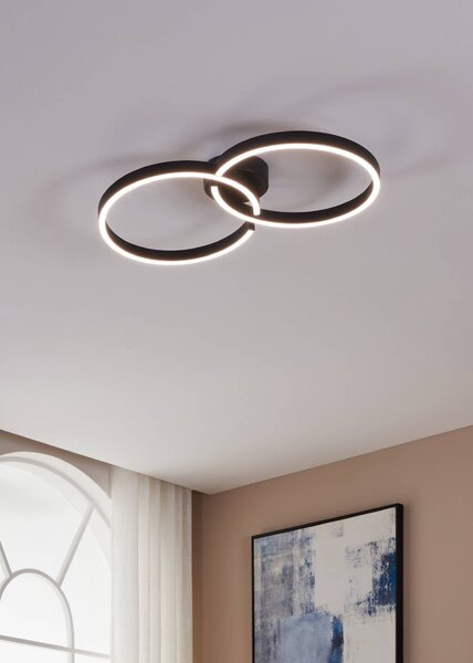 EGLO Stropní/nástěnné LED svítidlo Amandolo š. 68cm, 2700-6500K Barva: Černá