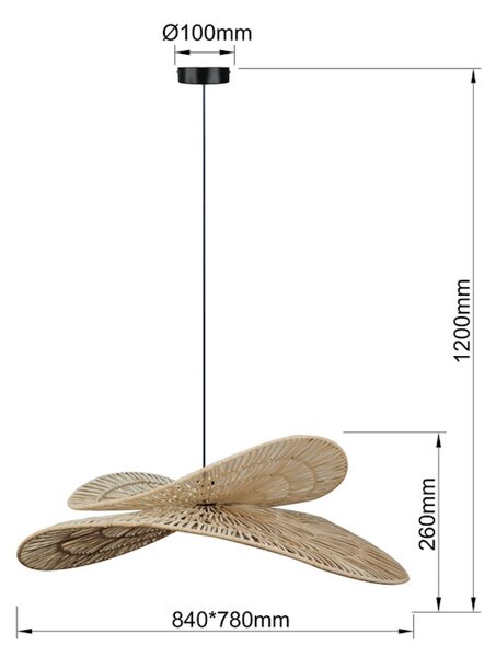 Light Prestige Raya závěsné svítidlo 1x15 W ratan LP-2704/1P NT