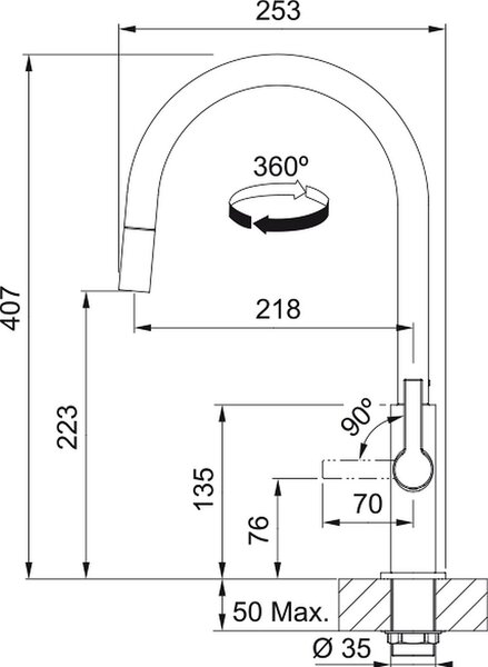 Franke Maris Slim J Pull-Out kuchyňská baterie stojící černá 115.0728.389