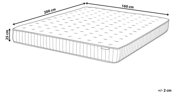 Matrace s gelovou paměťovou pěnou a taštičkovými pružinami PLEASANT H2/3 středně tvrdá 160 x 200 cm