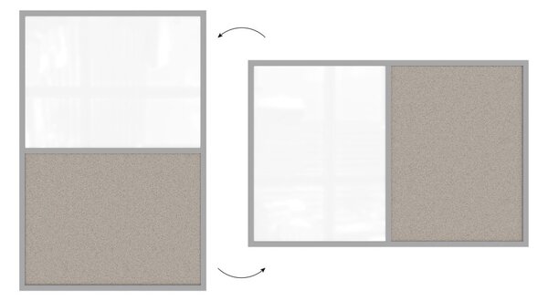 Tabule COMBI -šedý korek a magnetická bílá 90x60 cm s šedým lakovaným dřevěným rámem,TMK96GREY
